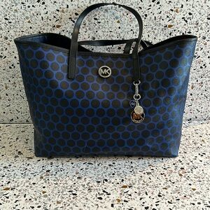 Michael Kors Navy Blue and Black Polka dot tote